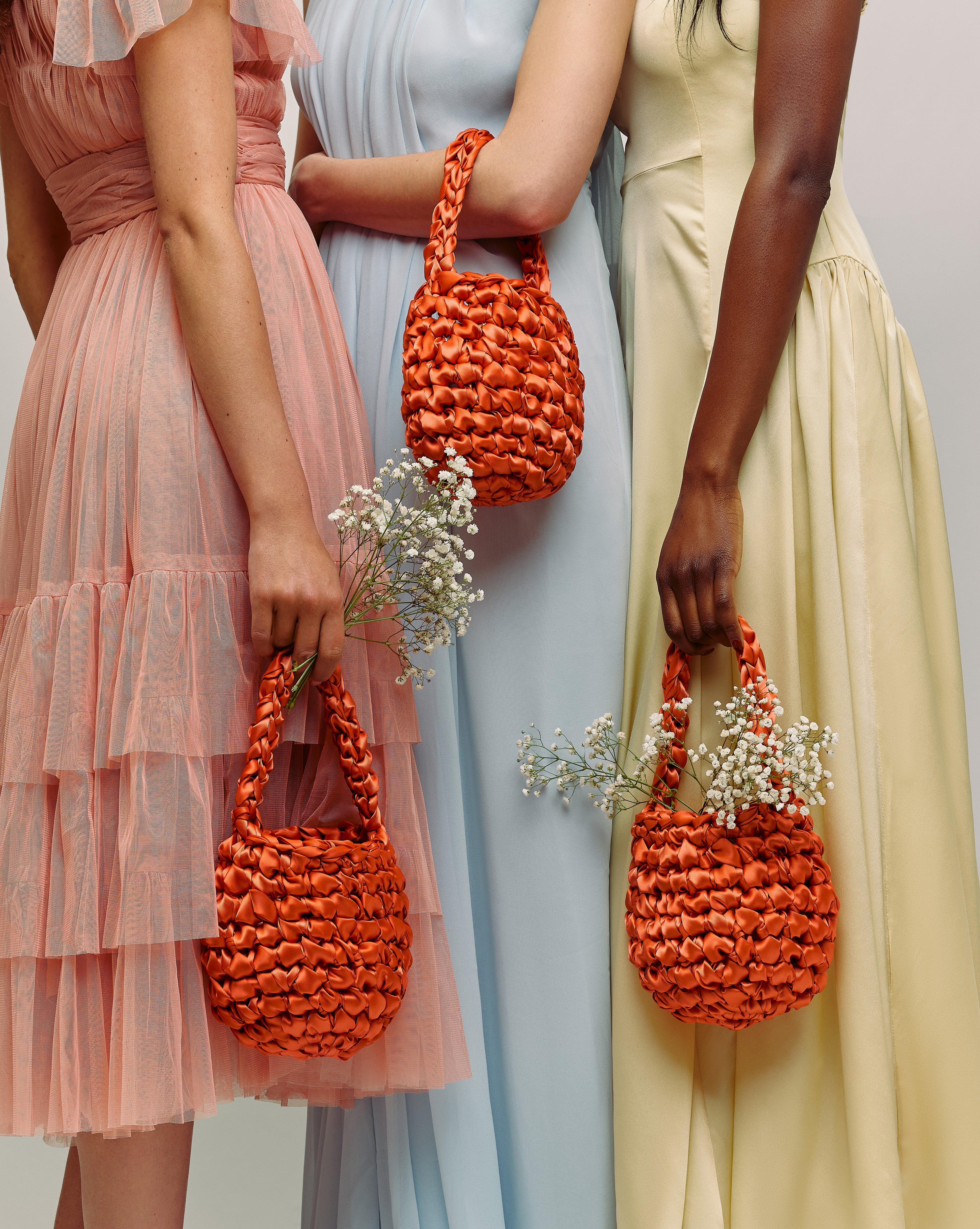 Apricot bridal bag handmade in London - luxury wedding clutch for brides and bridesmaids