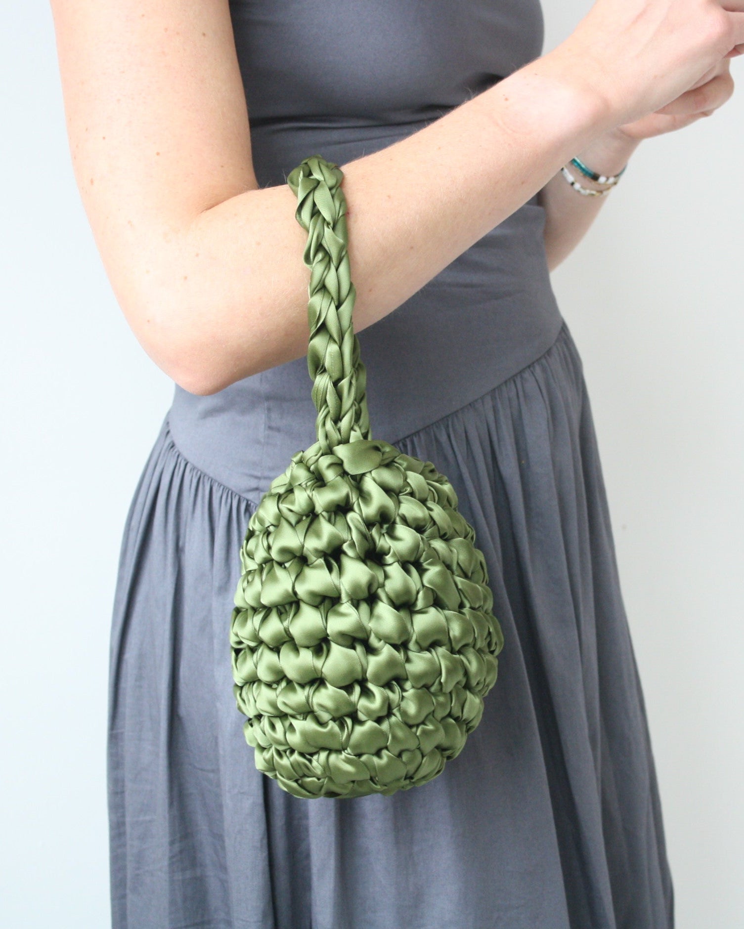 Green bridal bag handmade in London - luxury wedding clutch for brides and bridesmaids