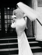 White bridal bag handmade in London - luxury wedding clutch for brides and bridesmaids