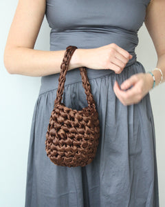 Mocha brown handmade bridal bag detail