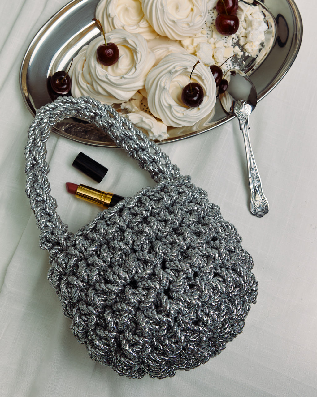 Hive Luxe Cord - Silver Handmade Evening Bag