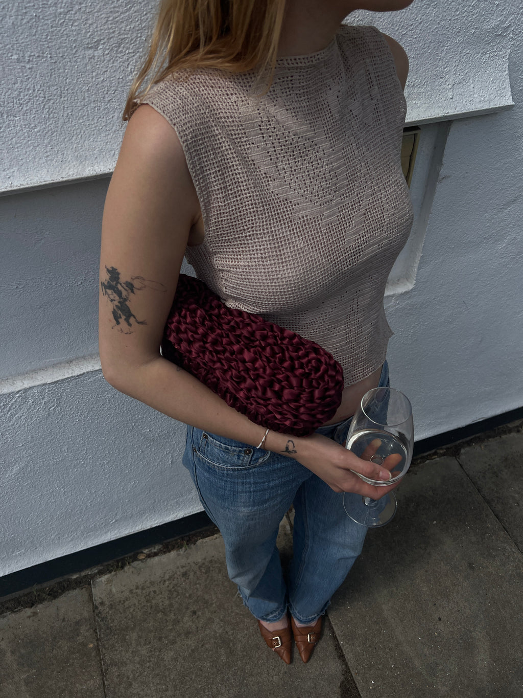 Clam - Burgundy Handmade Clutch Bag