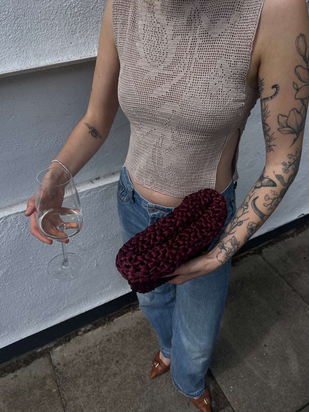 Clam - Burgundy Handmade Clutch Bag