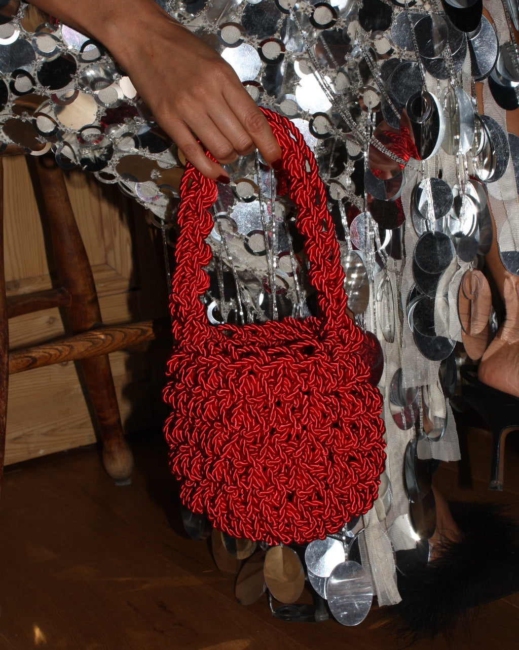 Hive Luxe Cord - Cherry Red Handmade Evening Bag