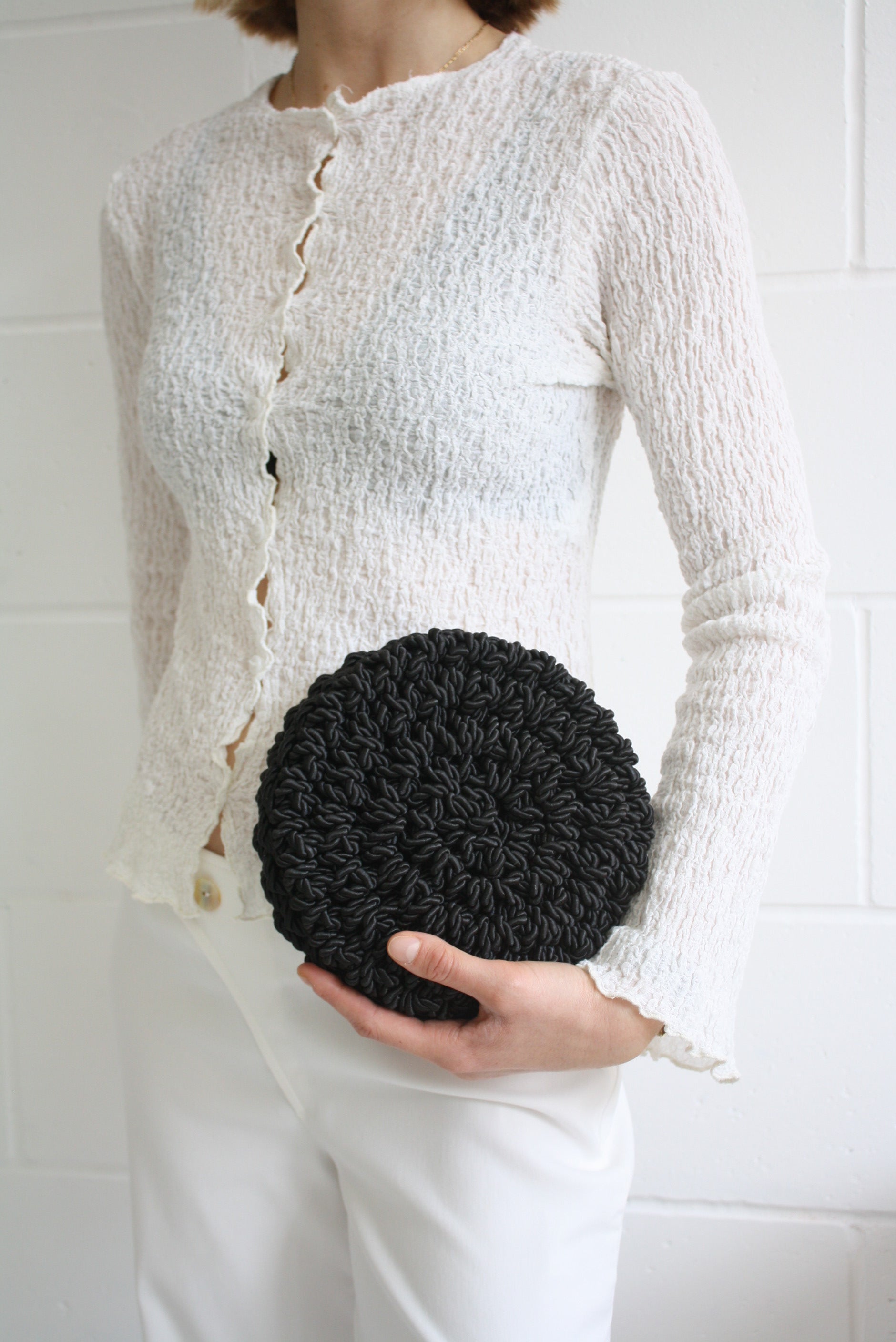 Shell - Black Handmade Clutch Bag