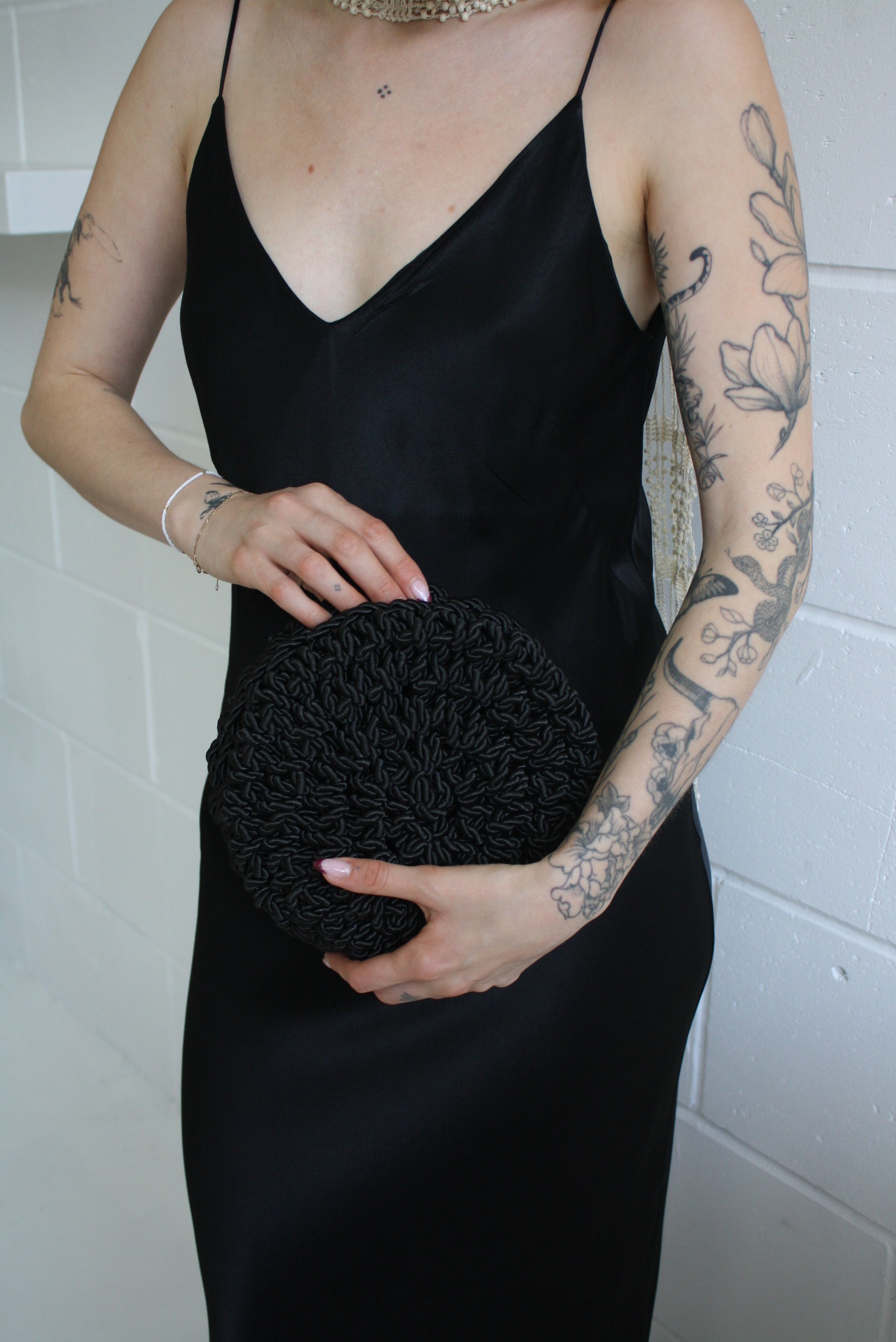 Shell - Black Handmade Clutch Bag