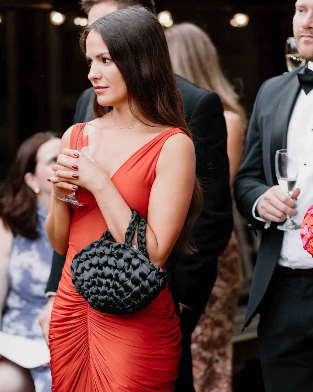 Handmade wedding bag black - elegant bridal clutch for sophisticated weddings and bridesmaid gifts