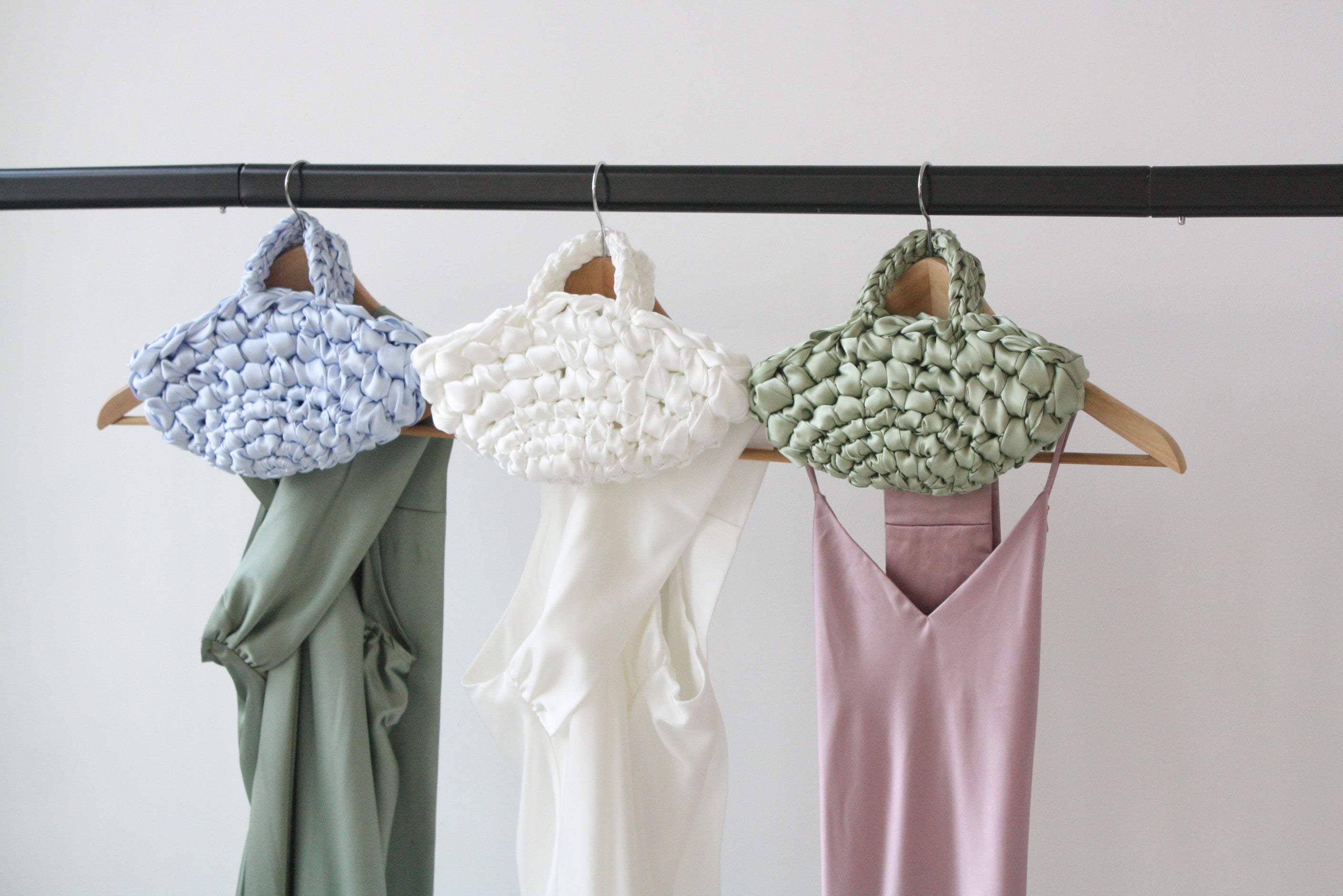 Blue bridal bag handmade in London - luxury wedding clutch croissant bag for brides and bridesmaids