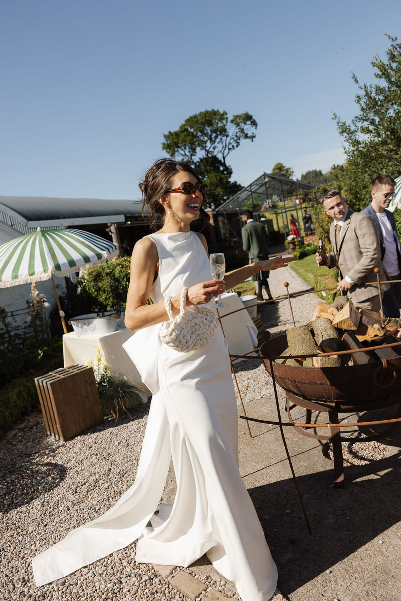 Ivory bridal clutch handmade in London - luxury wedding bag for brides and bridesmaids