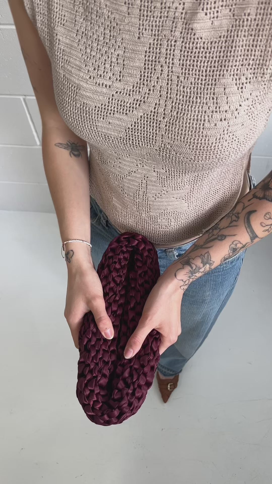 Clam - Burgundy Handmade Clutch Bag