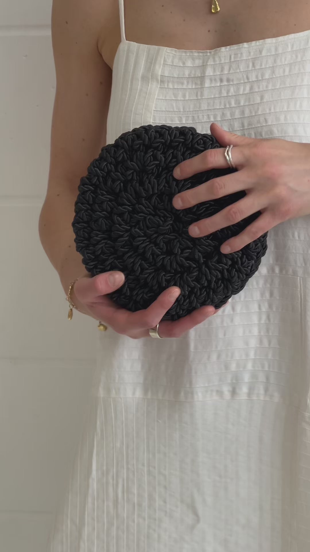 Shell - Black Handmade Clutch Bag