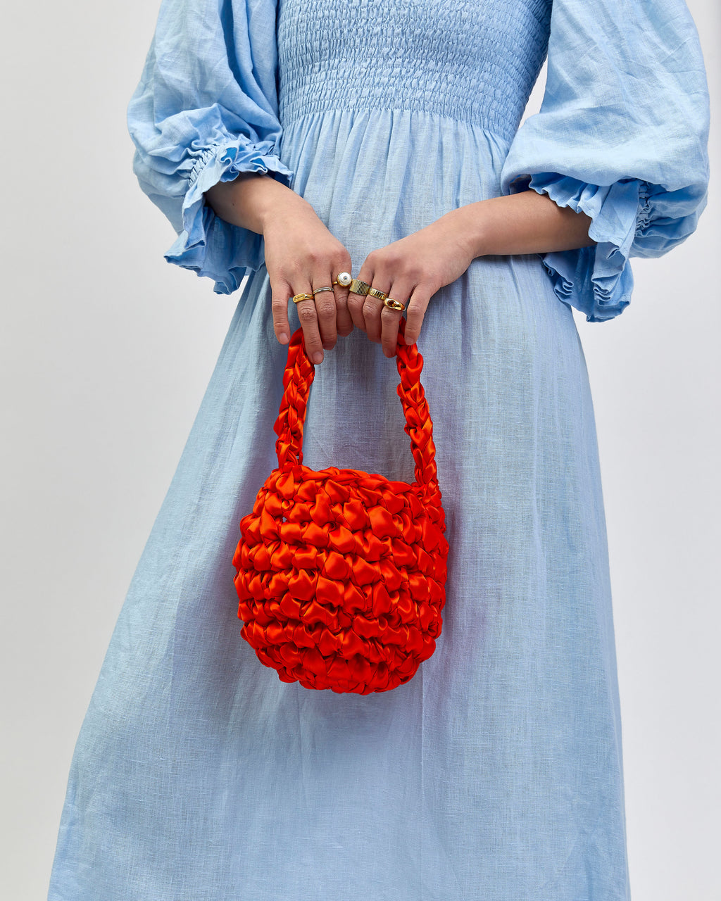 Orange bridal bag handmade in London - luxury wedding clutch for brides and bridesmaids
Image 3: