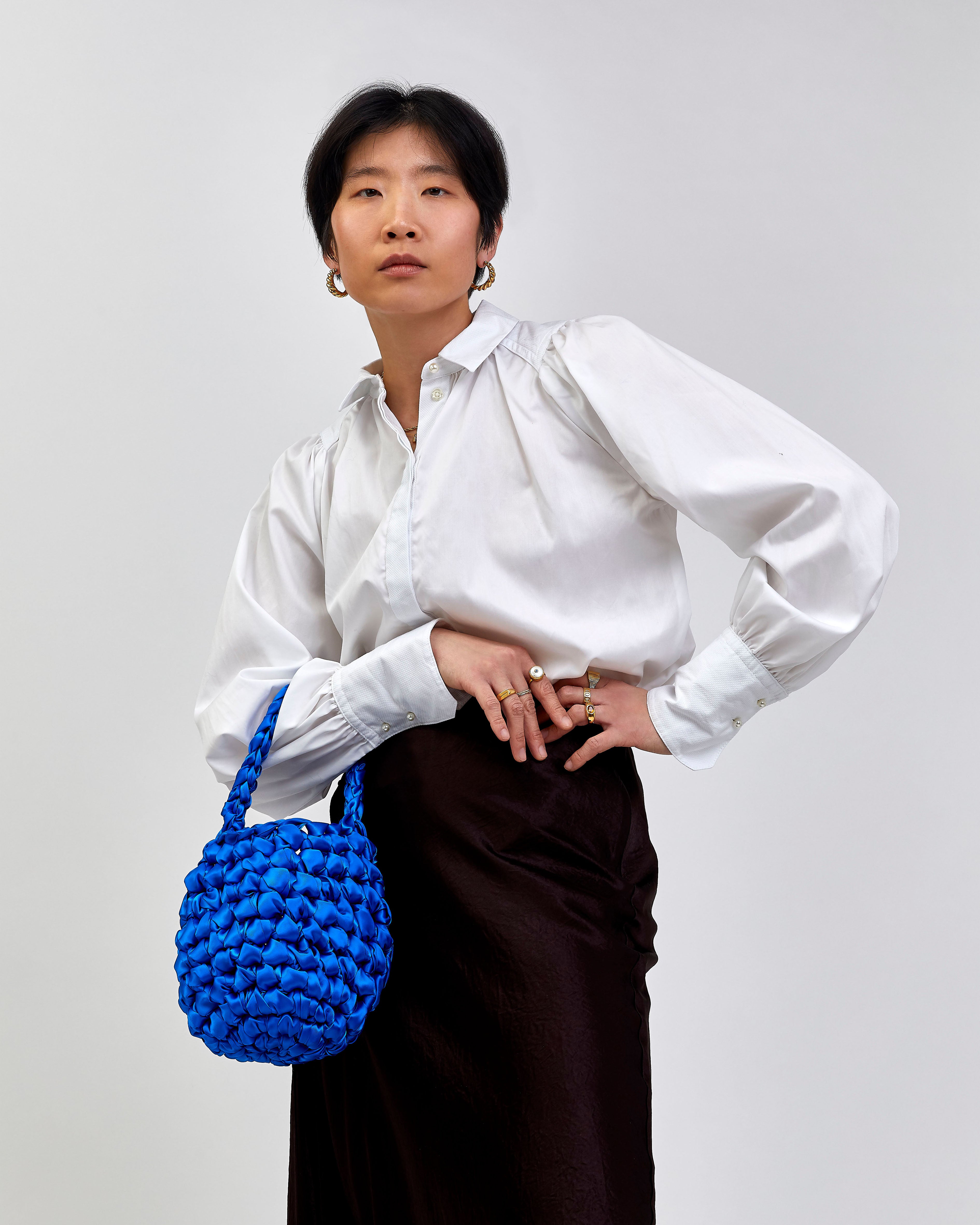 Electric blue bridal bag handmade in London - luxury wedding clutch for brides and bridesmaids