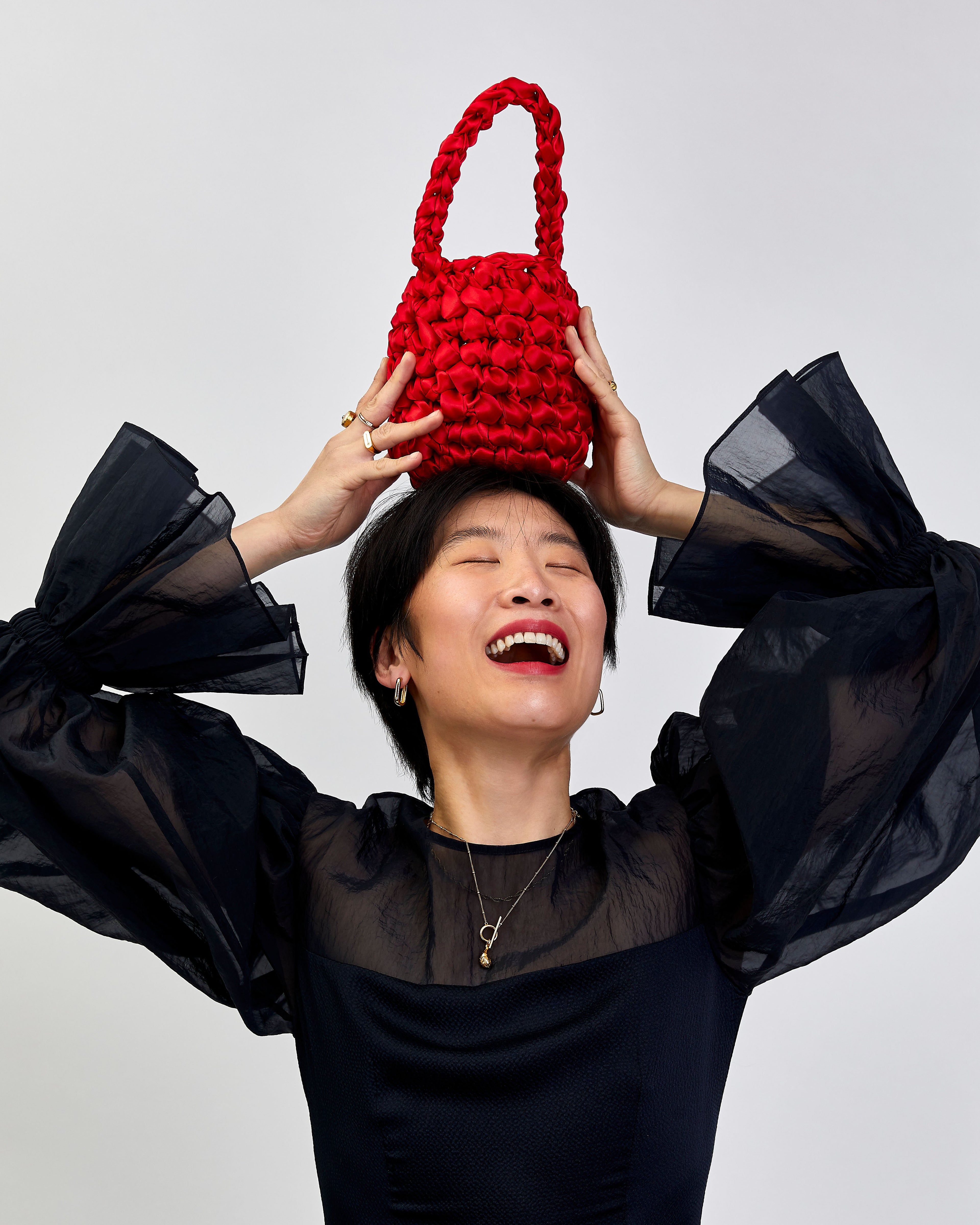 Lipstick red bridal bag handmade in London - luxury wedding clutch for brides and bridesmaids