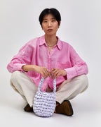 Violet bridal clutch handmade in London - luxury wedding bag perfect for modern brides and wedding guests